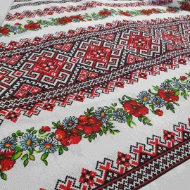 Льняна скатертина "КВІТКОВА", розмір 150x220 см