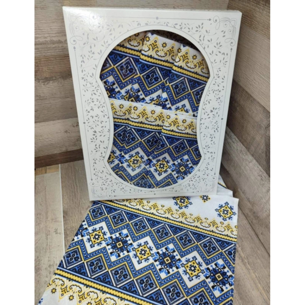 Подарунковий набір "КАРПАТСЬКИЙ СВІТАНОК", скатертина розмір 150x220 см + кухонні рушнички 6 шт (45х65см)