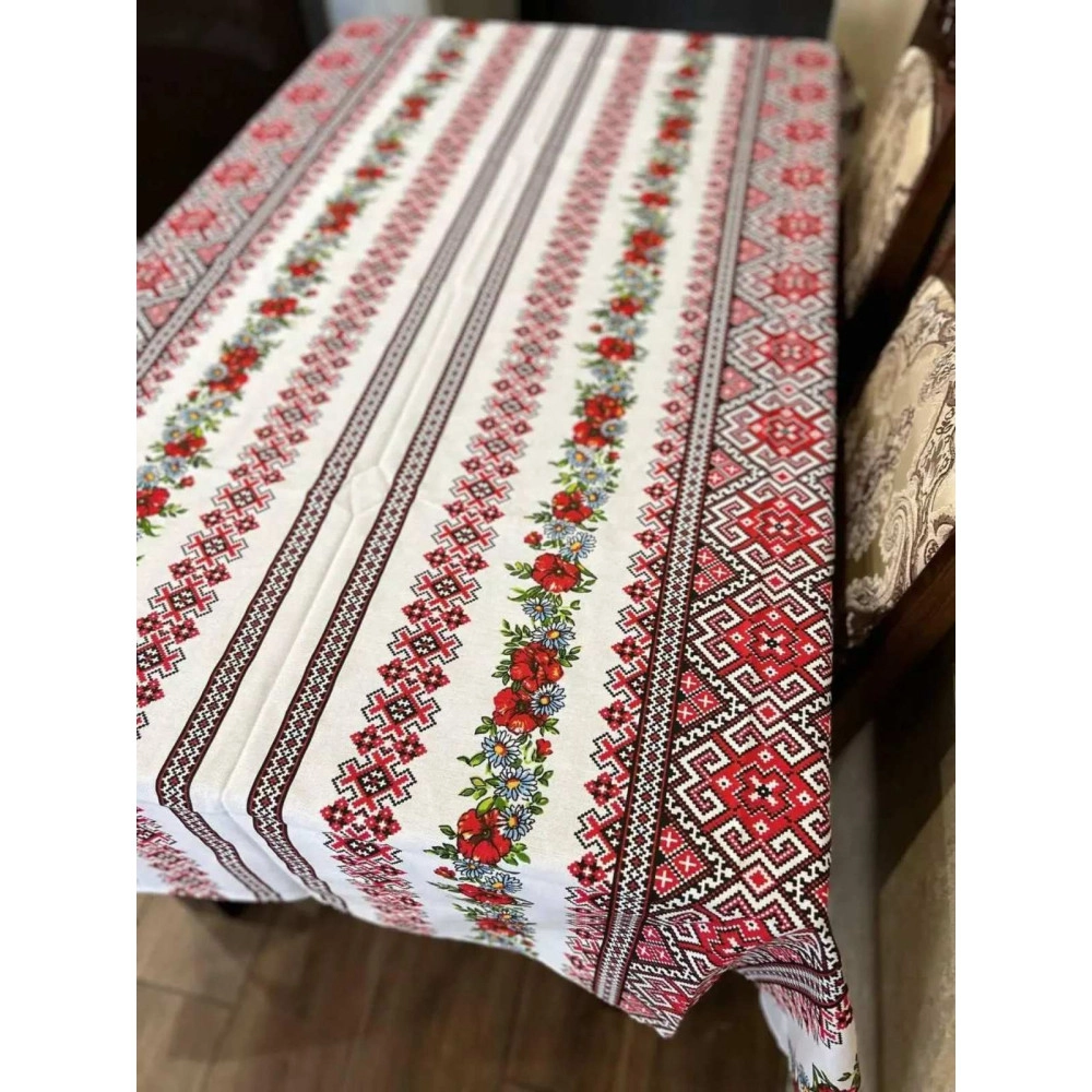 Льняна скатертина "КВІТКОВА", розмір 150x220 см